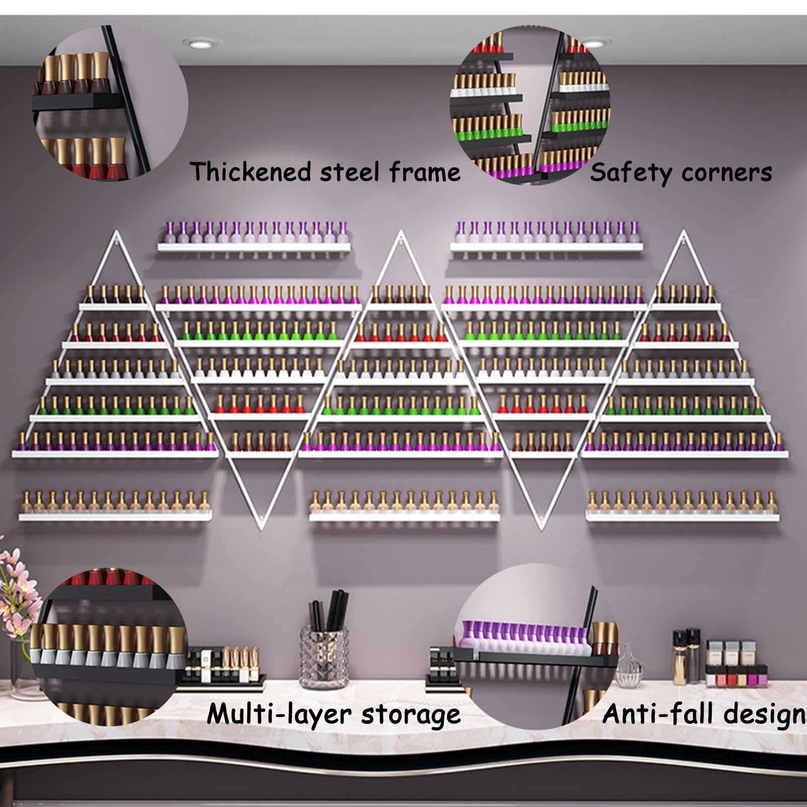 Metal Wall-Mounted Nail Polish Shelf